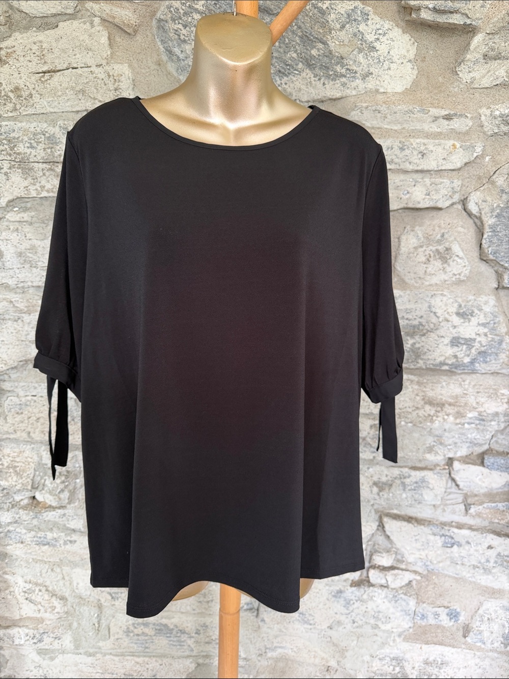 Black Women's Tie-Sleeve Top